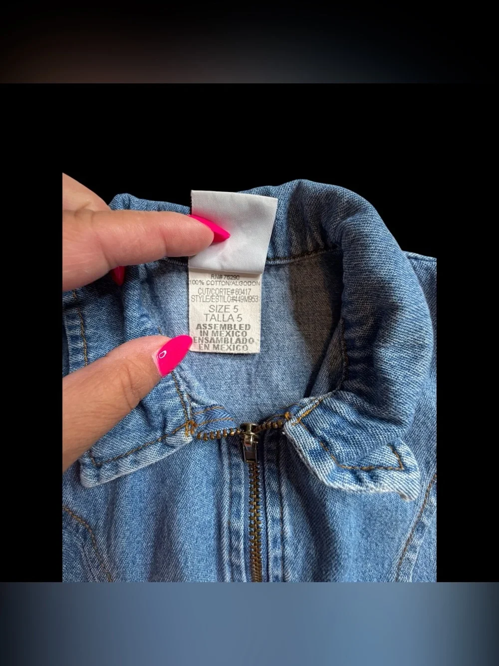 Vintage 90s Y2K California Concepts Cropped Denim Vest Zip Up Floral Trim Sz 5